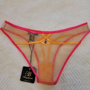 Honey Birdette Saskia Sheer Pink and Orange Panties